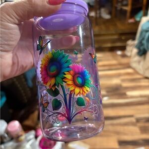 Colorful Floral and Butterfly Water Bottle